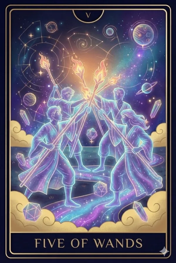 Cinco de Bastos (Five of Wands)