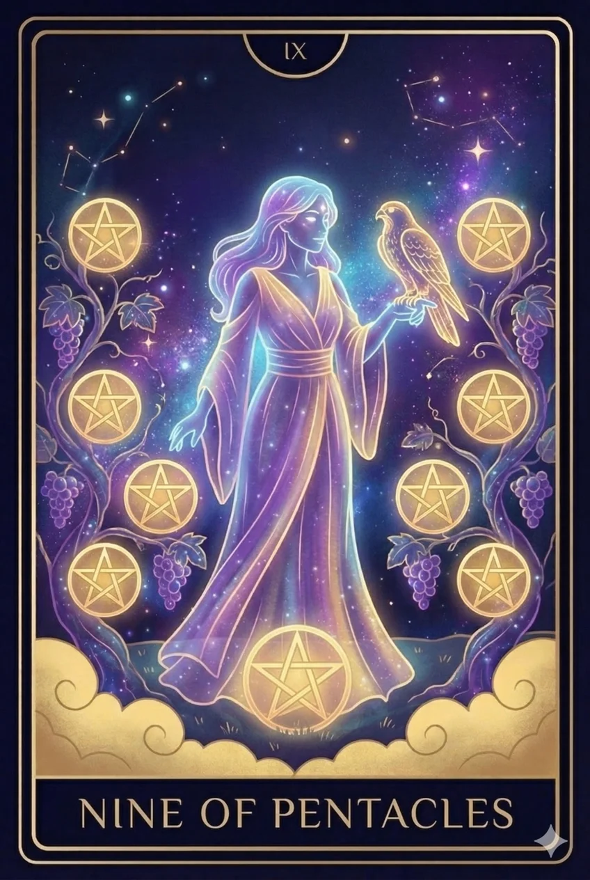 Nueve de Oros (Nine of Pentacles)