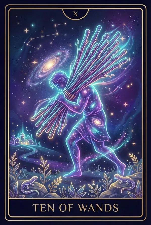 Diez de Bastos (Ten of Wands)