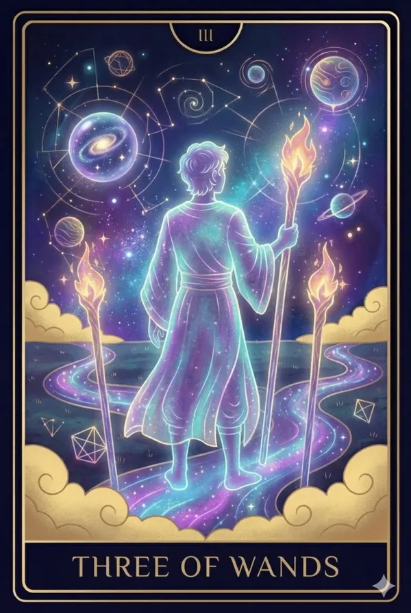 Tres de Bastos (Three of Wands)